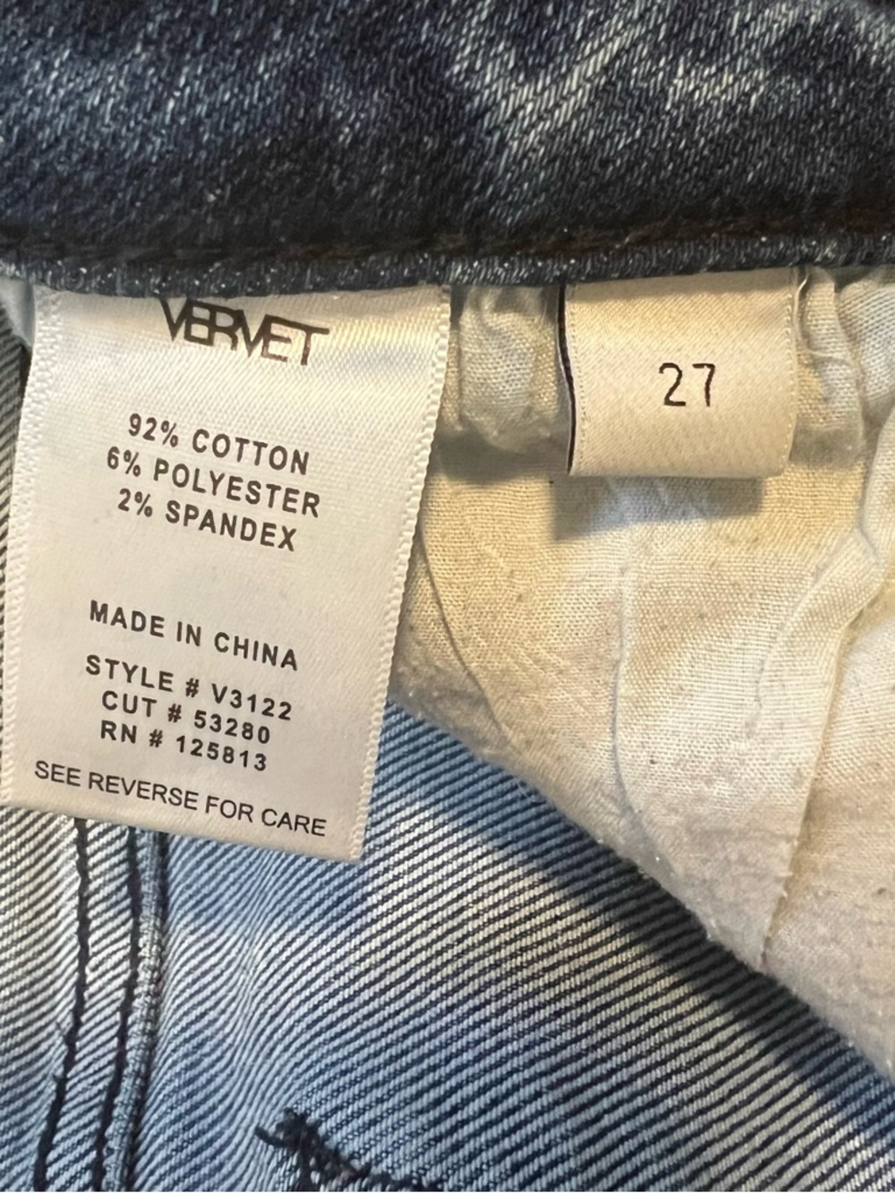 Vervet Vintage-Inspired High-Rise Blue Cropped Flare Jeans Frayed Stretch - Picture 6 of 6